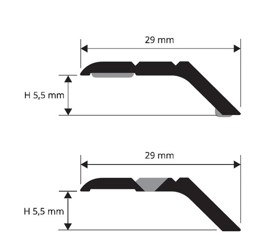 Prolevall 29 Alluminio anodizzato oro forato - disegno tecnico