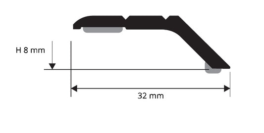 Prolevall 32 Alluminio anodizzato oro con adesivo - disegno tecnico