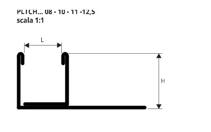 Prolistel Channel acciaio inox AISI 304 - disegno tecnico H e L