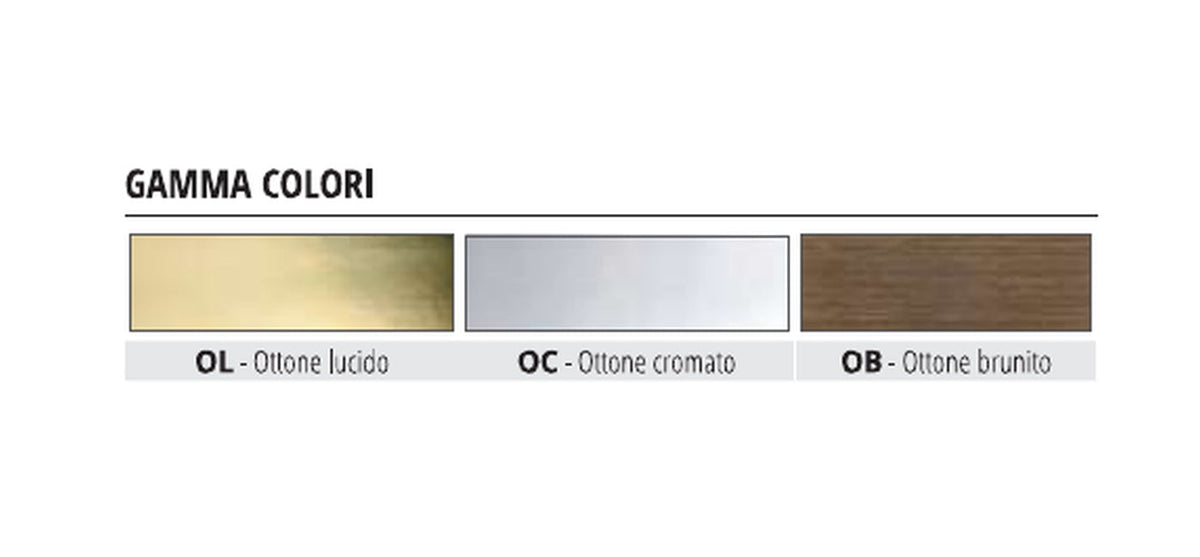 Prolistel P OTT - finiture OL ottone lucido, OC cromato e OB brunito
