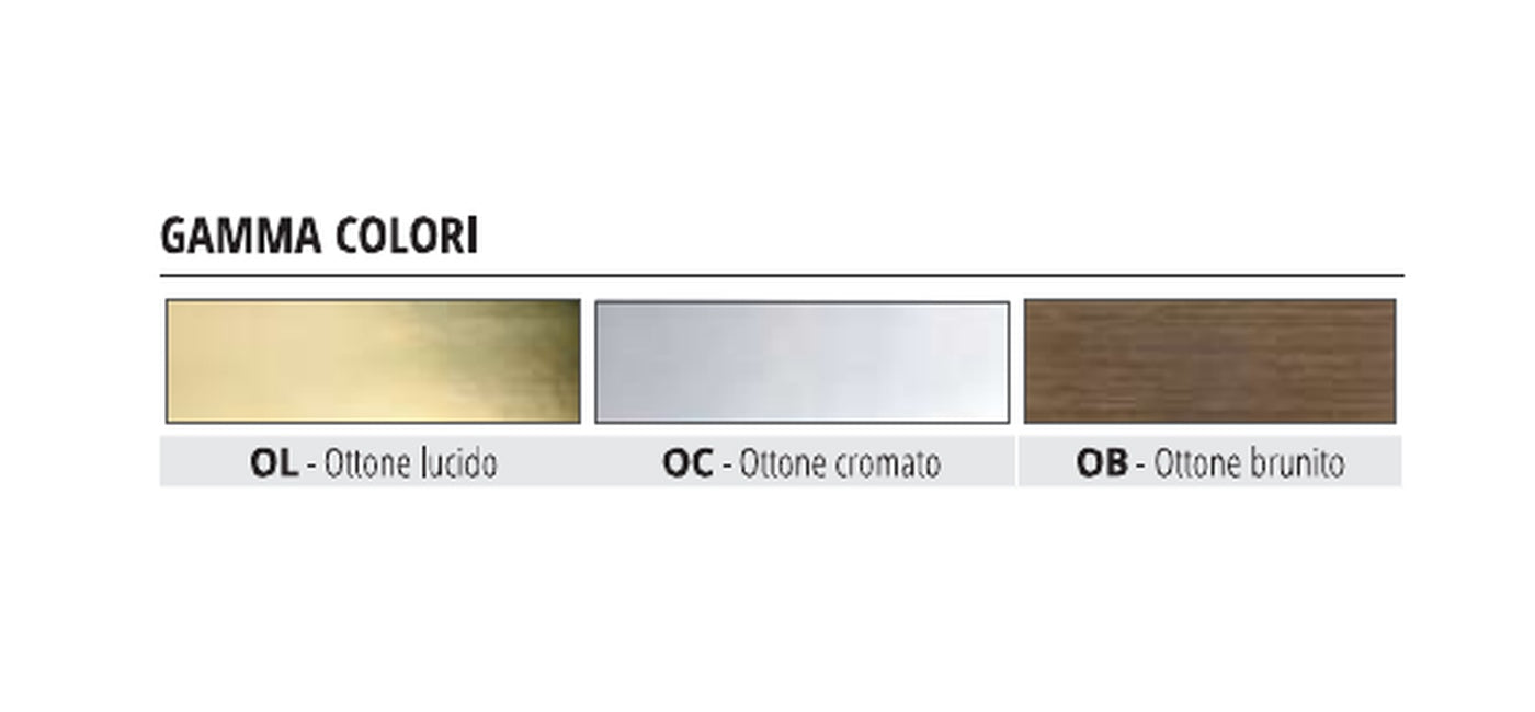 Prolistel P OTT - finiture OL ottone lucido, OC cromato e OB brunito