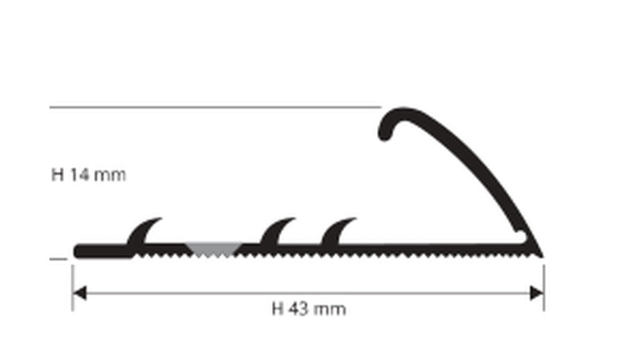Promoquette Fix - disegno tecnico H 14 mm, larghezza 43 mm