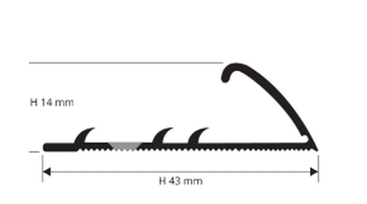 Promoquette Fix - disegno tecnico H 14 mm, larghezza 43 mm