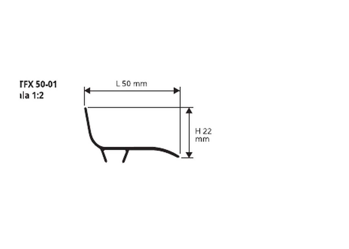 Proplate Fix angolare PVC - disegno tecnico 22x50 mm