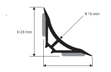 Proseal 25 - disegno tecnico H 23 mm L 23 mm R 16 mm