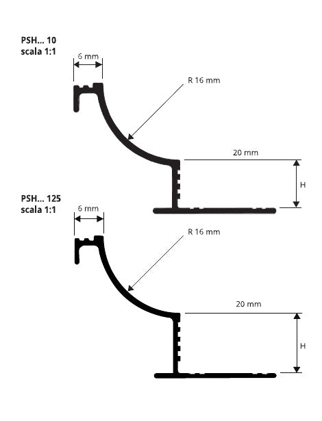 Proshell ALL Stone Line - disegni tecnici H 10 e 12,5 mm