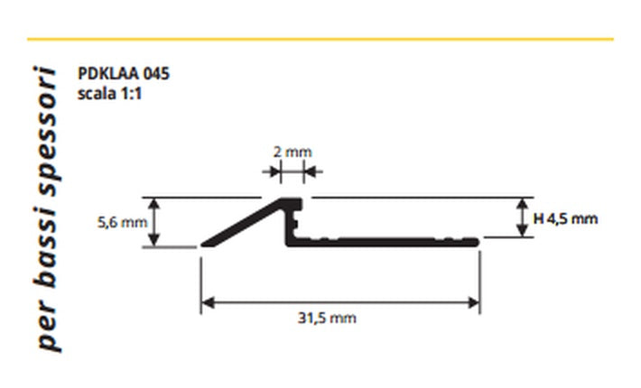 Proslider KL ALL - disegno tecnico H 4,5 mm