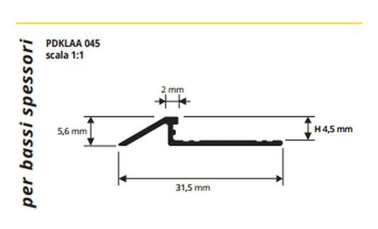 Proslider KL ALL - disegno tecnico H 4,5 mm