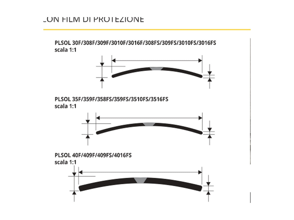 Prosol 30-35-40 ottone lucido forato - disegni tecnici