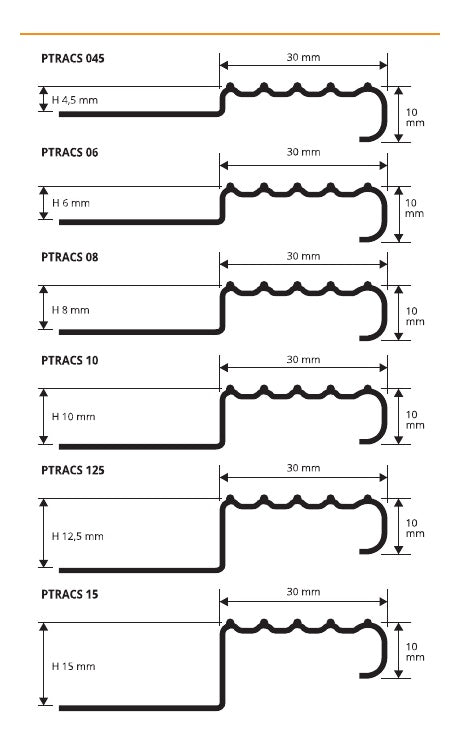 Prostair ACC - disegni tecnici H 4,5 6 8 10 12,5 15 mm