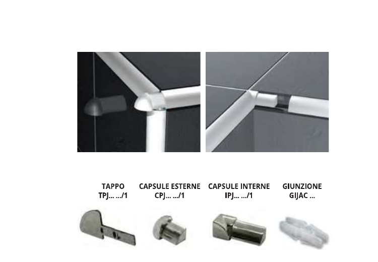 Projolly capsule tappi e giunzioni acciaio inox AISI 304 lucido satinato