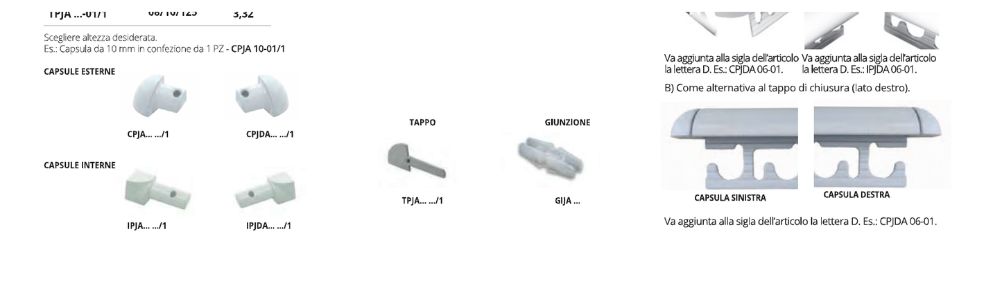 Projolly capsule tappi e giunzioni alluminio verniciato bianco RAL 9016