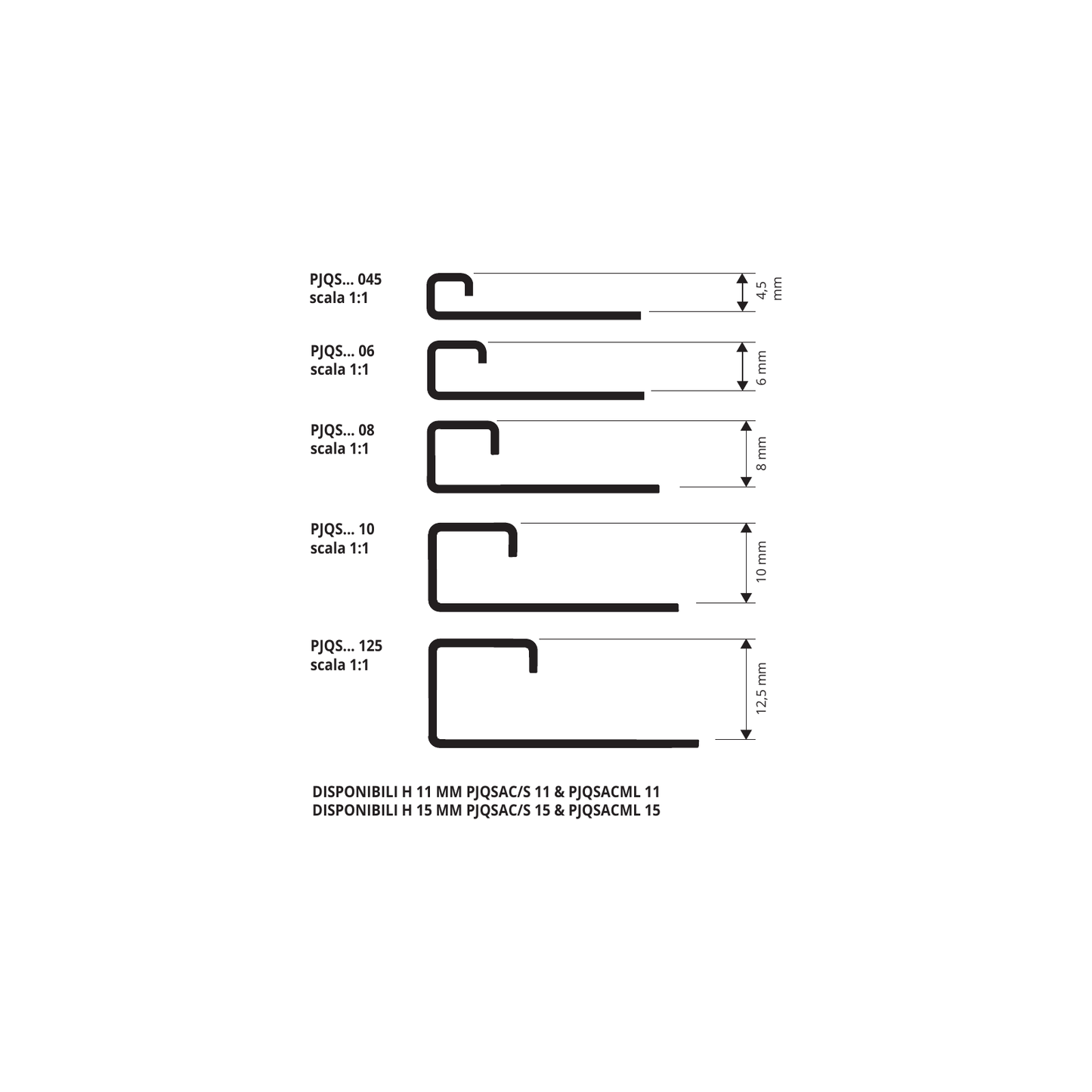 Projolly Square Acciaio inox AISI 304 super lucido mirror line - profilo tecnico