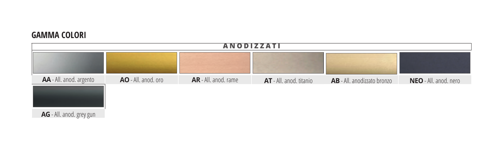 Projolly Square Alluminio anodizzato grey gun - gamma colori