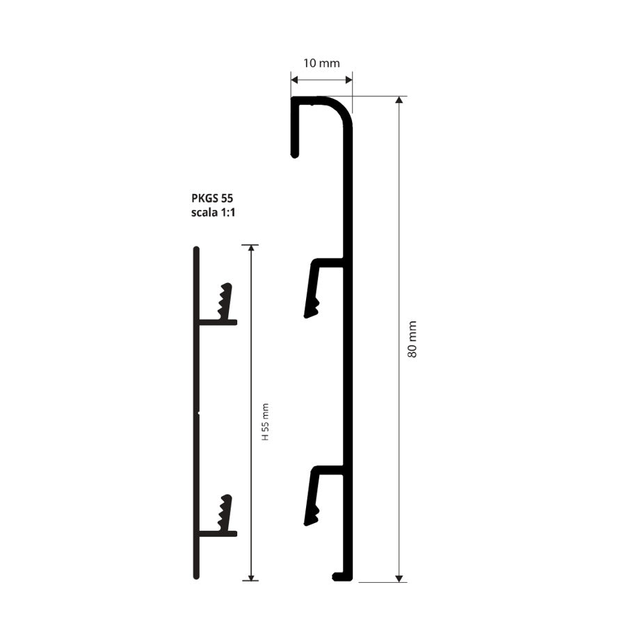 Proskirting Round 80 - disegno tecnico