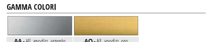 Prostyle Alluminio anodizzato argento - gamma colori argento e oro
