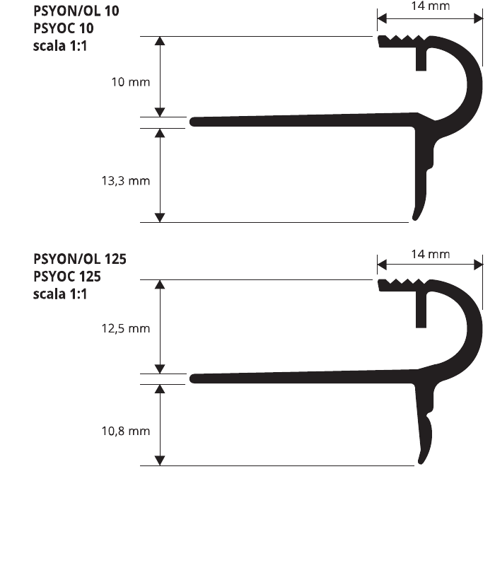 Prostyle Ottone cromato - schema tecnico 10 e 12,5 mm