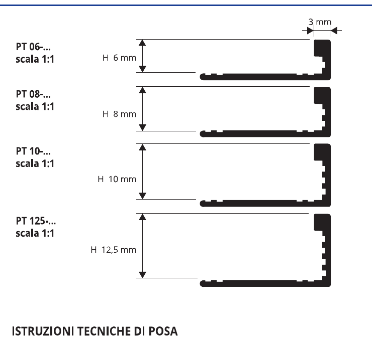 Proterminal PVC Grigio - schema tecnico