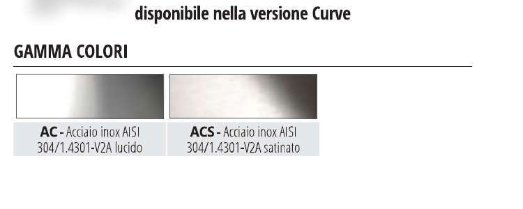 Proterminal Acciaio inox AISI 304 lucido - gamma colori
