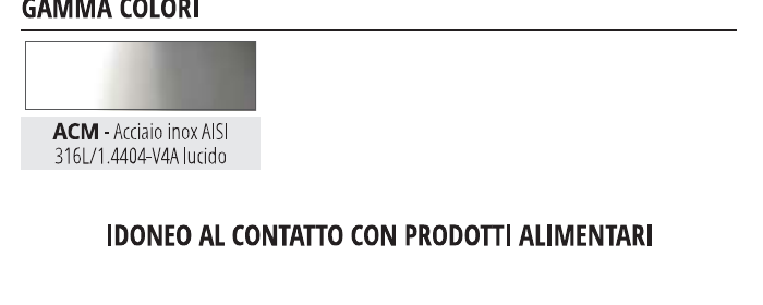 Proterminal Acciaio inox AISI 316L lucido - gamma colori