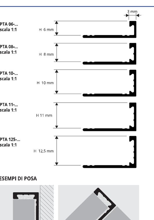 Proterminal Alluminio Stone Line Stone white cement - schema tecnico