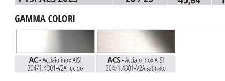 Protermstep Acciaio inox AISI 304 satinato - gamma colori AC e ACS