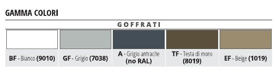 Proterrace Eco Drip Alluminio verniciato Beige RAL 1019 goffrato - gamma colori