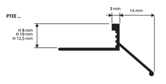 Proterrace Eco Alluminio naturale - schema tecnico H 8, 10 e 12,5 mm