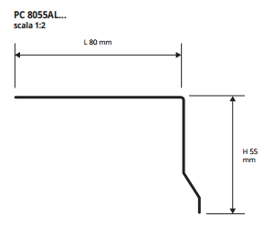 Proterrace PC Grigio antracite goffrato - schema tecnico 80 x 55 mm