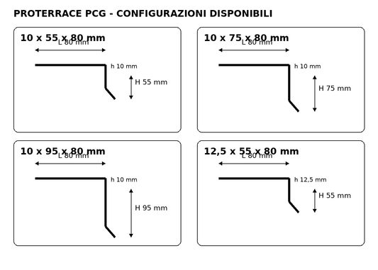 Proterrace PCG Alluminio verniciato Beige RAL 1019 goffrato - configurazioni disponibili