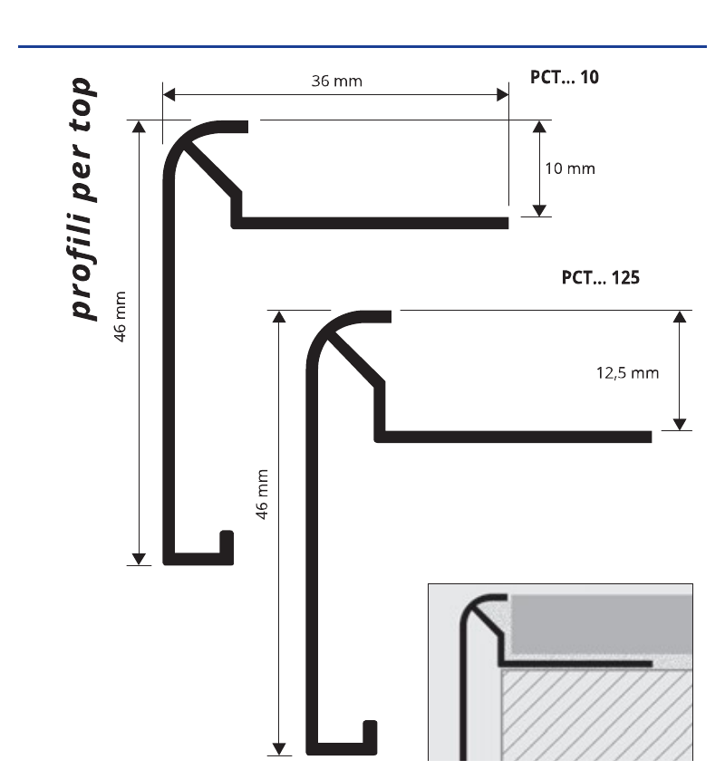 Protop - disegno tecnico profili H 10 e 12,5 mm