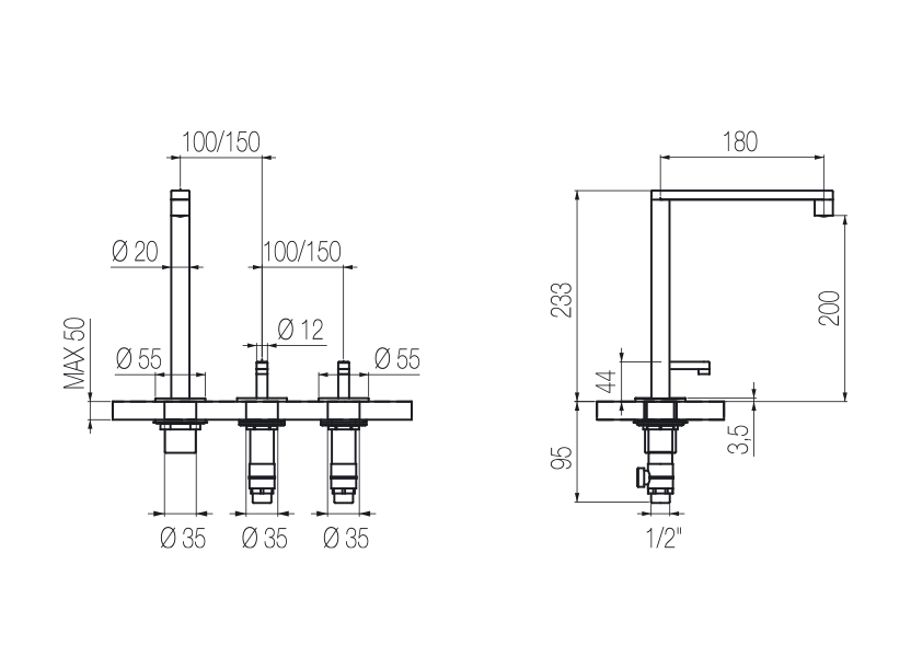 Radomonte CUK2 - disegno tecnico