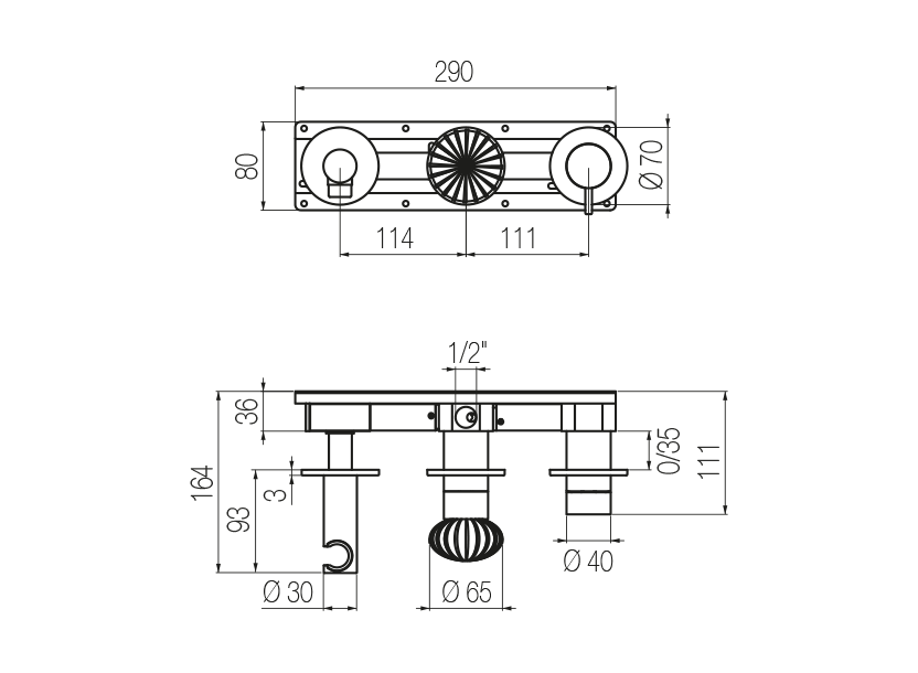Radomonte DRW80 - disegno tecnico