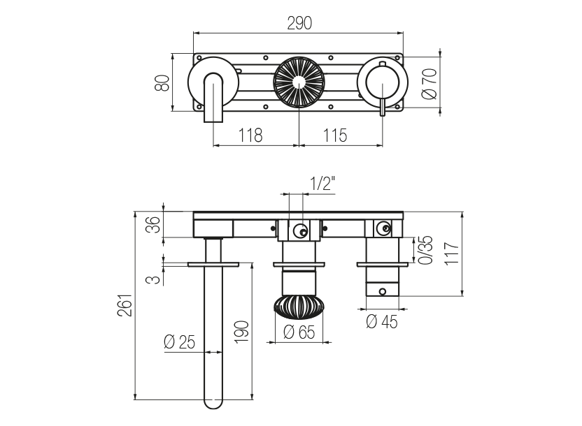 Radomonte DRW90 - disegno tecnico