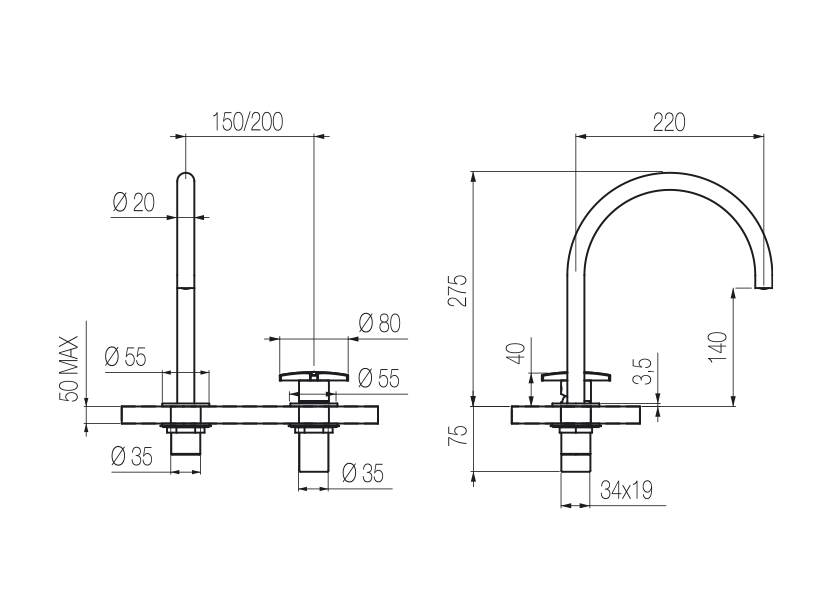 Radomonte DXN32 - disegno tecnico