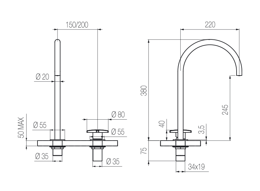 Radomonte DXN33 - disegno tecnico