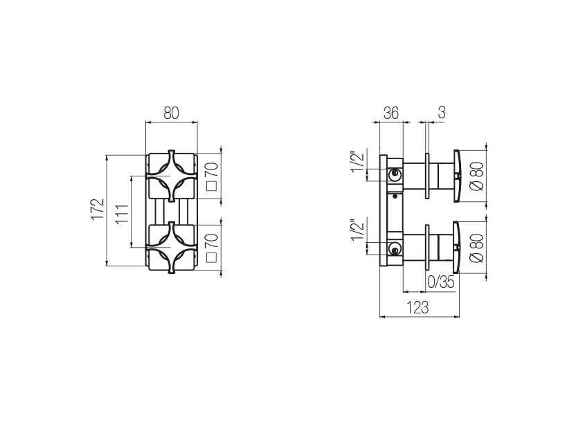 Radomonte DXW9 - disegno tecnico
