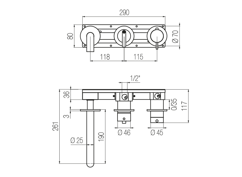 Radomonte KRN90 - disegno tecnico