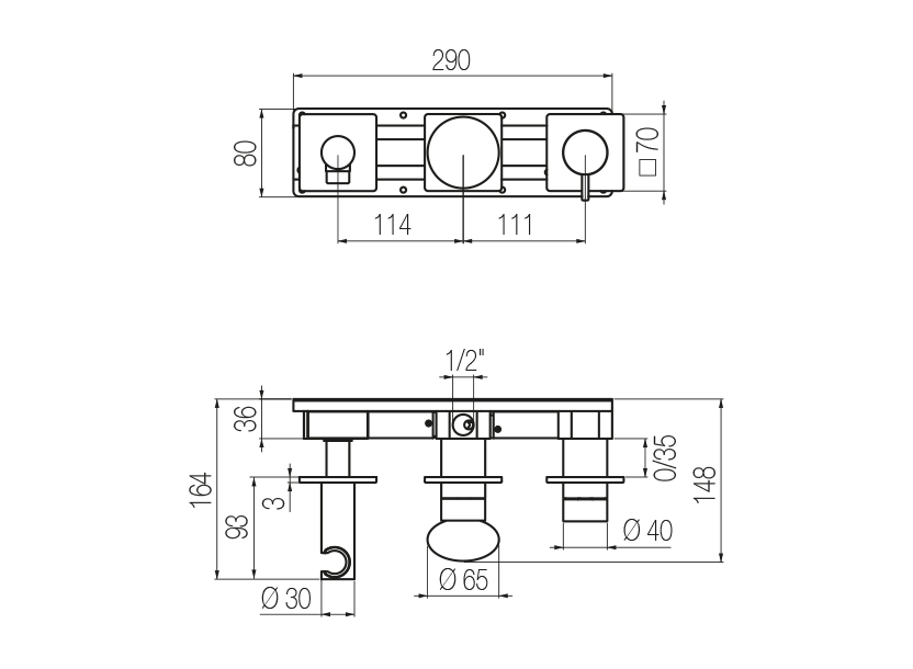 Radomonte MIW80 - disegno tecnico