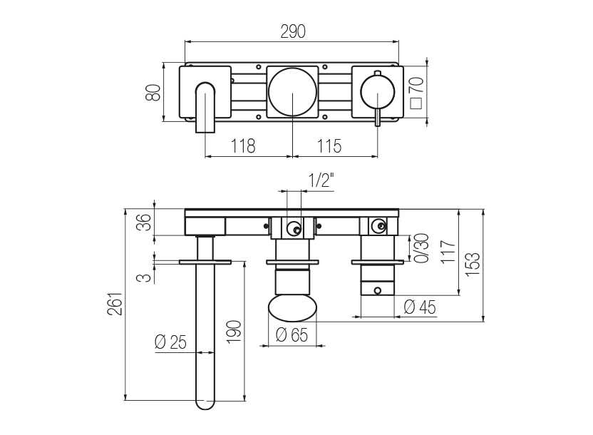 Radomonte MIW90 - disegno tecnico
