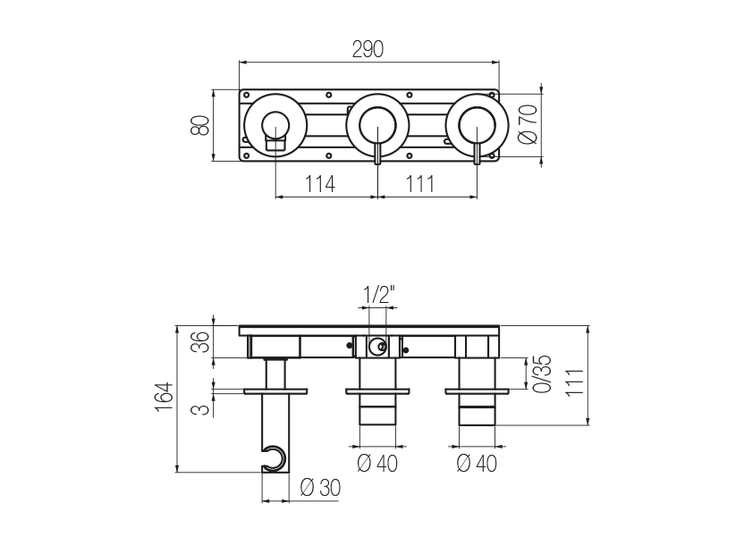 Radomonte TON80 - disegno tecnico