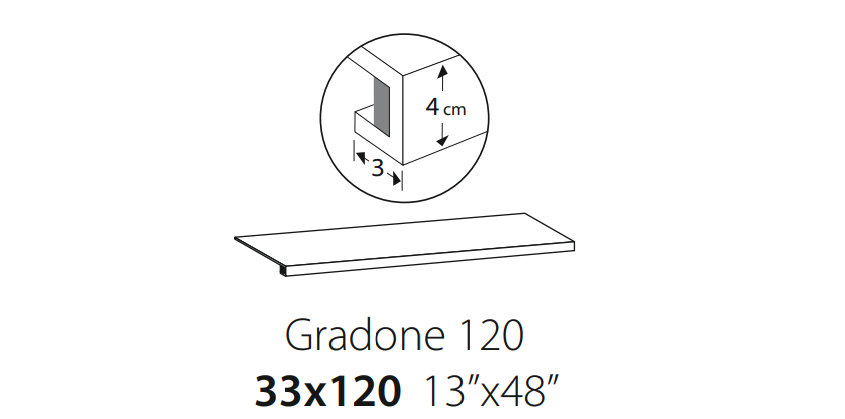 Schema tecnico Sant'agostino Yorkwood Gradone Walnut 33x120 cm Naturale colore non rappresentato
