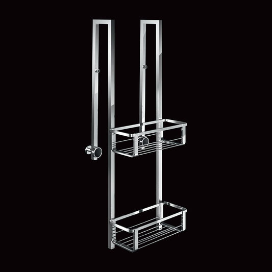 Tl Bath For Box portaoggetti 2 piani con gancio e magnete, in ottone cromato 2232