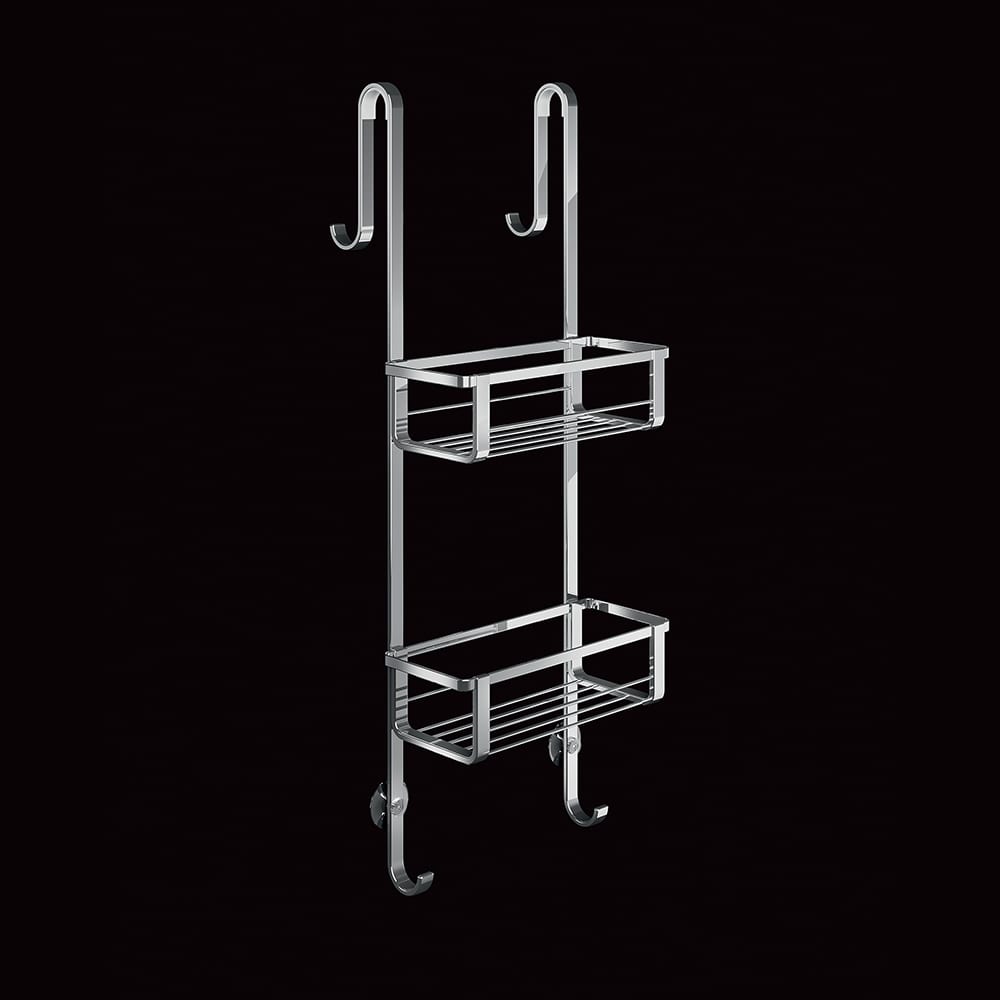 Tl Bath For Box portaoggetti 2 piani con gancio e ventosa, in ottone cromato 2532