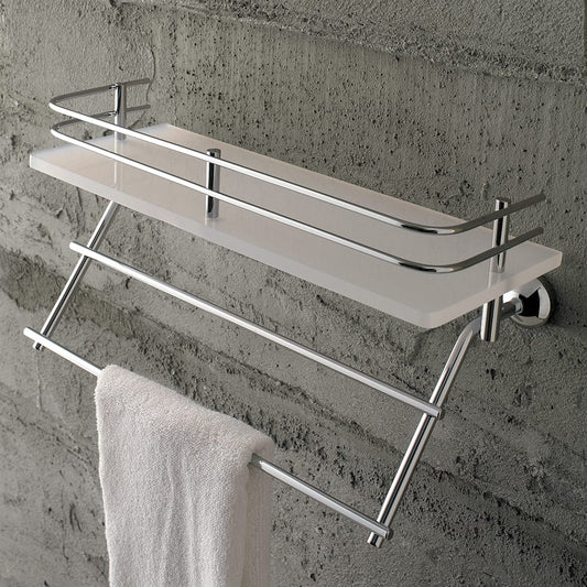Tl Bath Riviera mensola in plexiglass bianco con ringhiera e porta salviette 1538