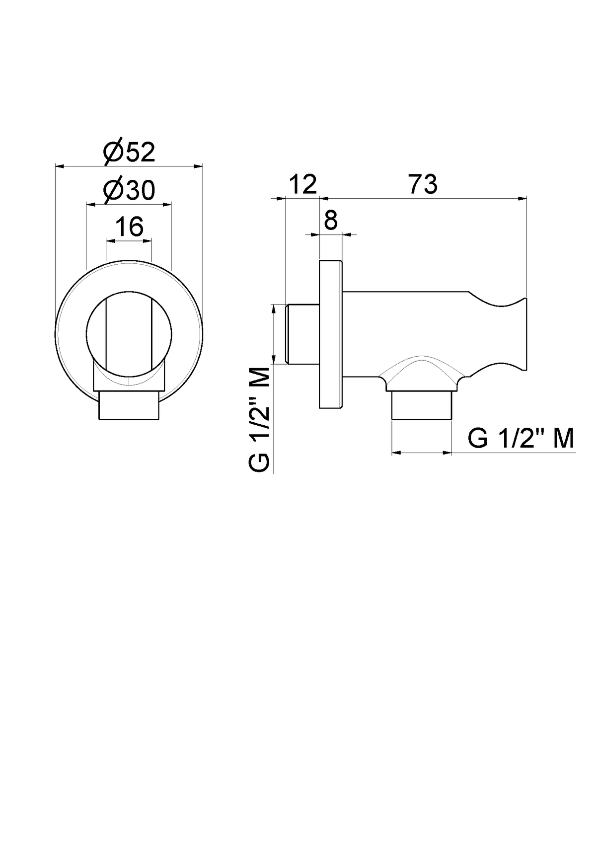 Disegno tecnico Vema V03173 - Presa acqua