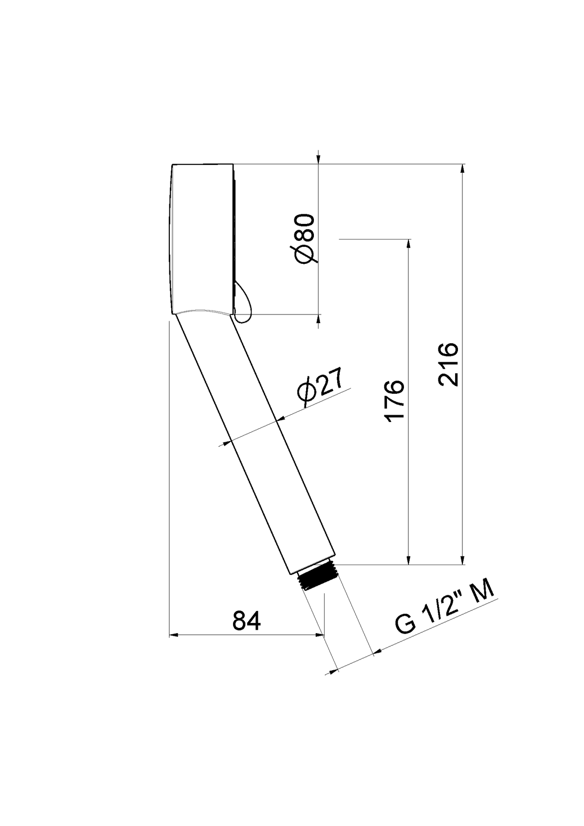 Disegno tecnico Vema V08182 - Doccetta Wellness Brass