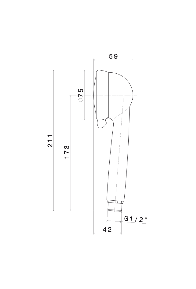 Disegno tecnico Vema V08183 - Doccetta Wellness Brass