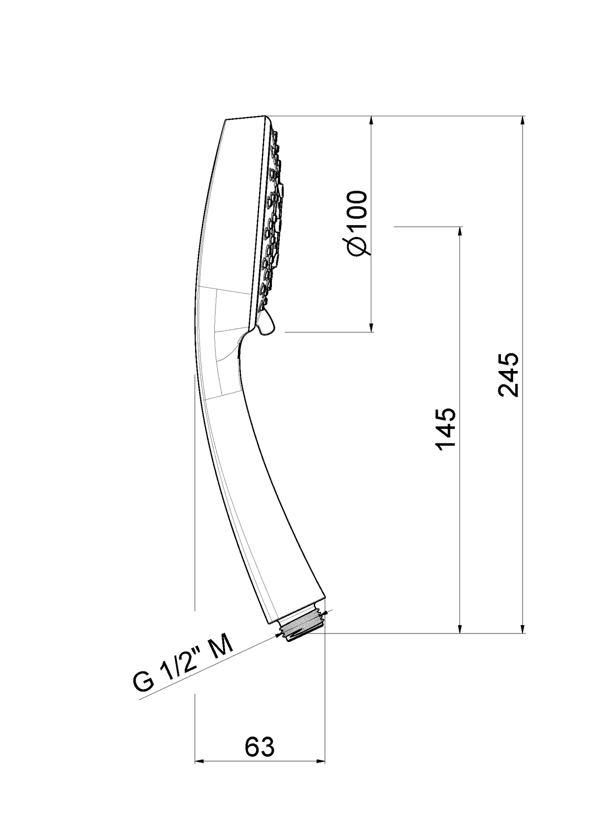 Disegno tecnico Vema V08186 - Doccetta Wellness Brass
