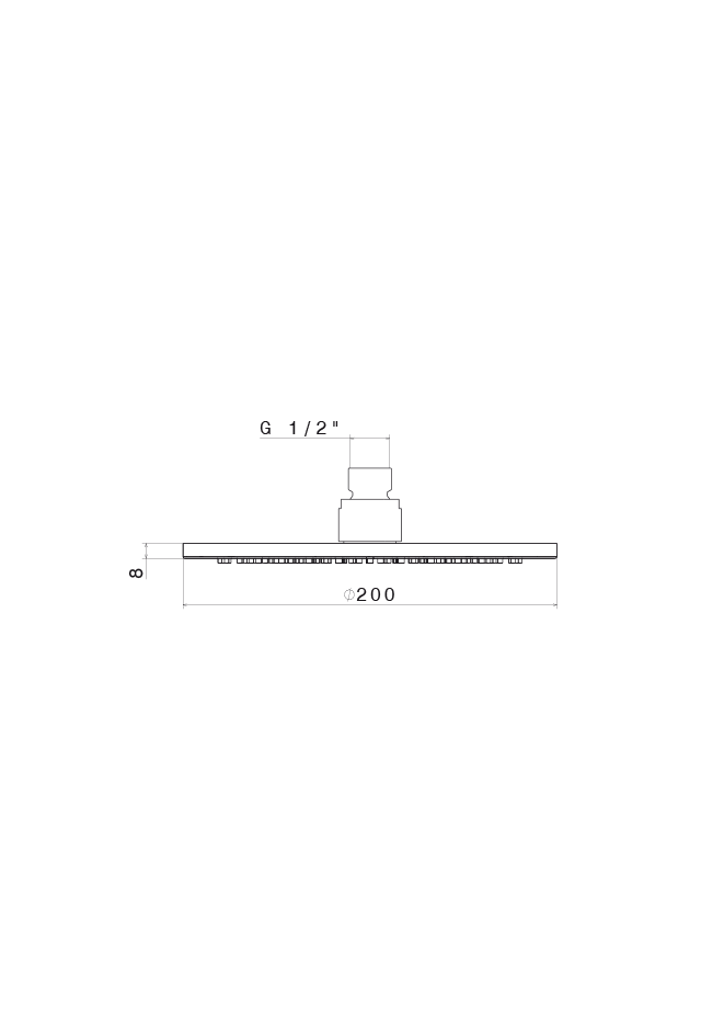 Disegno tecnico Vema V08240 - Soffione doccia Wellness Brass tondo 200 mm